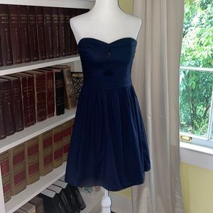NWOT Women’s Strapless Navy Blue Vintage Style Classic Sweetheart Dress Small